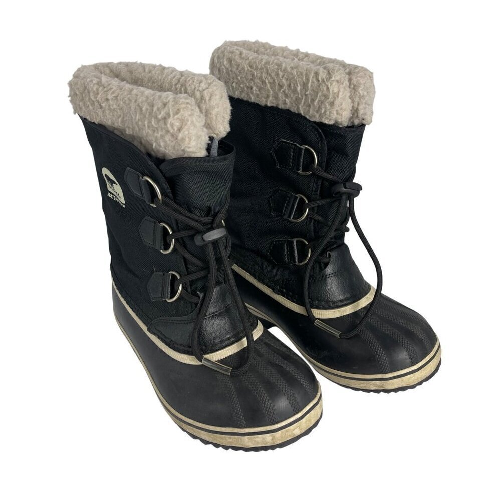 Sorel Youth Waterproof Winter Boots | Size 4 | Black Faux Fur
